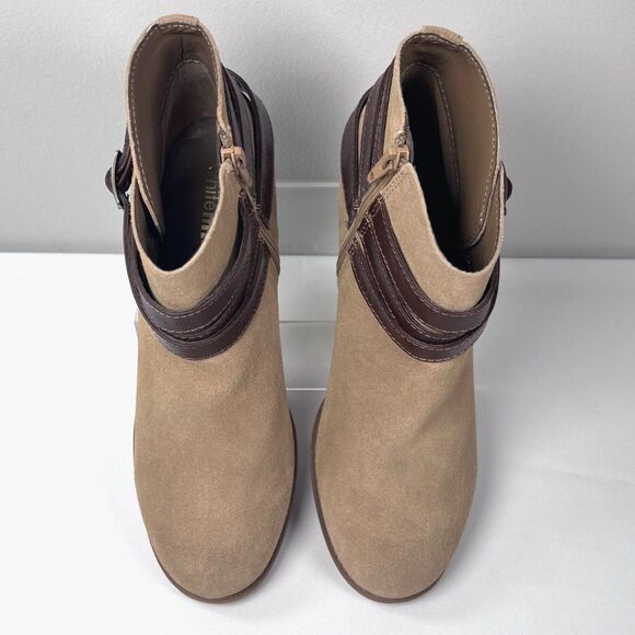 White Mountain Suede Leather Ankle Booties Women's Size 8.5 - Picture 6 of 9